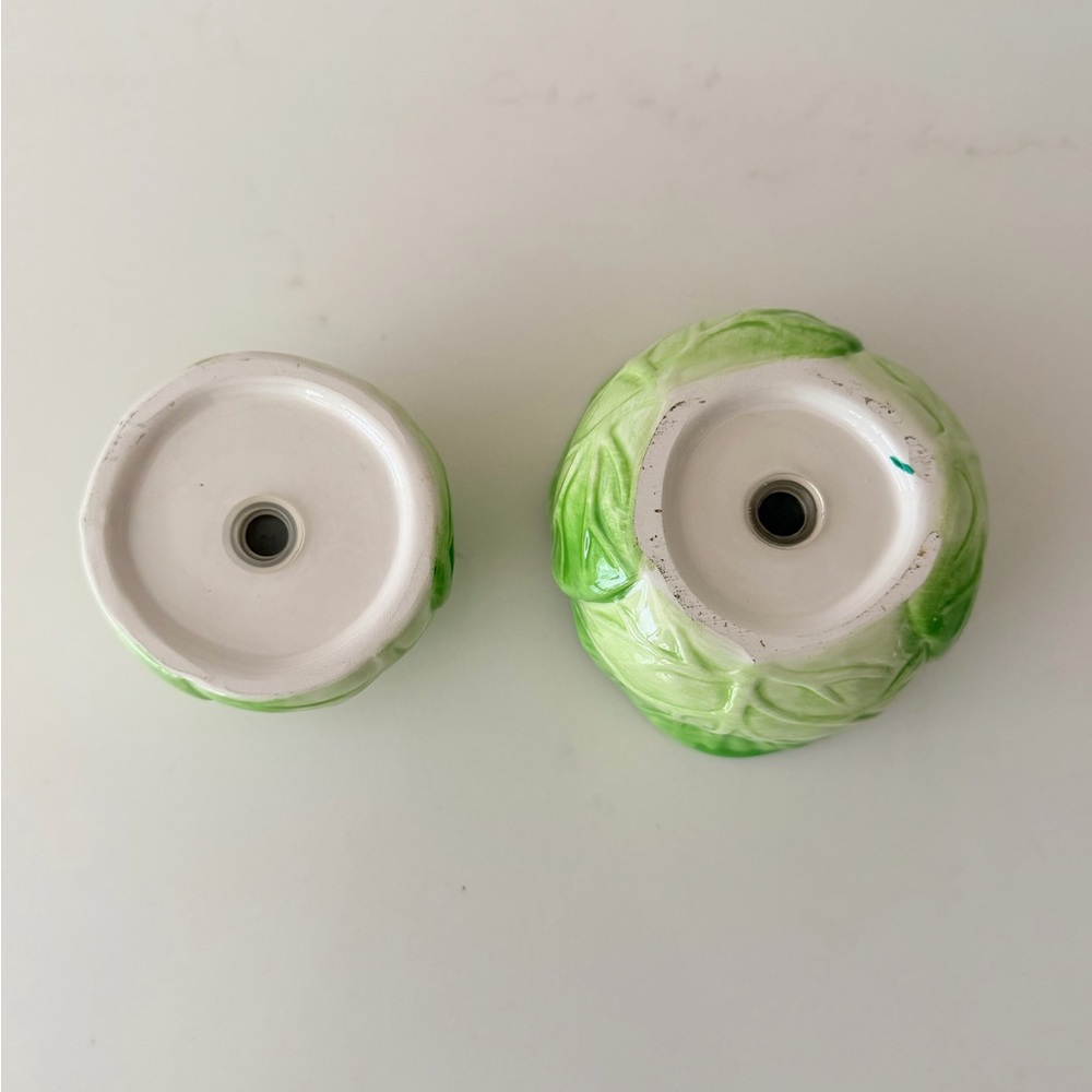 Vintage Green Ceramic Cabbage Dual Salt & Pepper Shaker - Picture 4 of 4